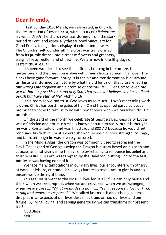 Vicar's Letter - April 2024